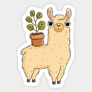 llama with a plant Sticker